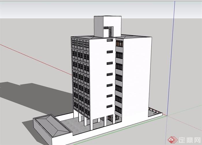 现代风格多层详细的办公建筑su模型