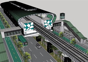现代地铁站建筑设计SU(草图大师)模型