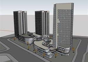 现代综合商业办公楼设计SU(草图大师)模型