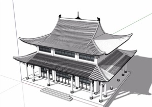 中式风格峨眉山测绘—晚香堂SU(草图大师)模型