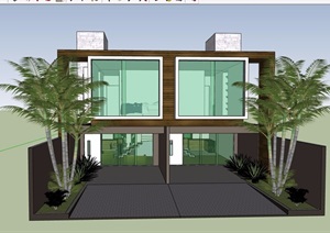 现代两层别墅住宅设计SU(草图大师)模型
