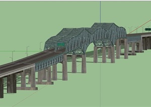 某过江大桥建筑设计SU(草图大师)模型