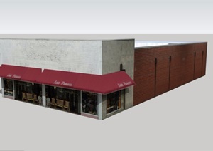 某详细单层贴图餐厅建筑SU(草图大师)模型