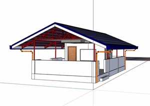 某现代风格单层会议建筑SU(草图大师)模型