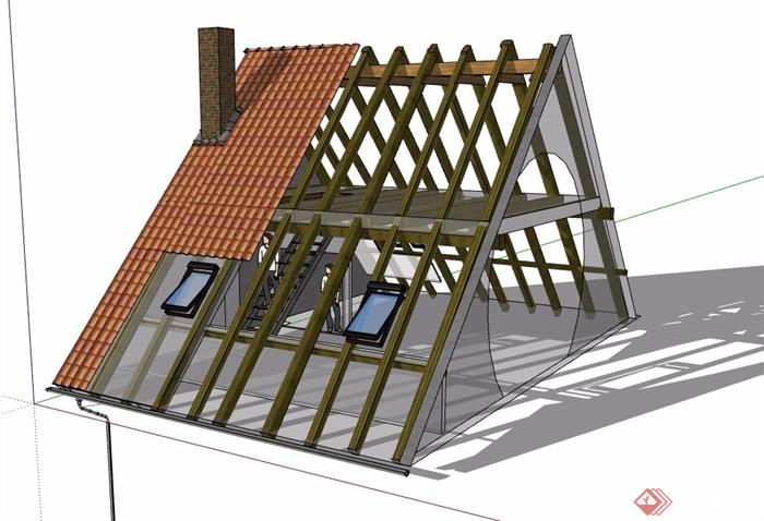 建筑屋顶素材设计su模型