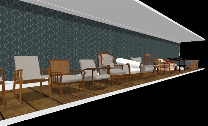 室内精细沙发休闲椅设计su模型