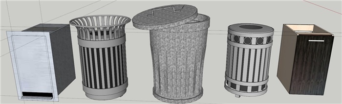 景观室外垃圾桶垃圾箱设计模型图库草图大师模型、246个模型、2.41GB(12)