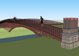 桥188个梁拱桥木桥设计SU(草图大师)模型