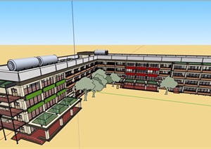 现代学校教育建筑楼设计SU(草图大师)模型