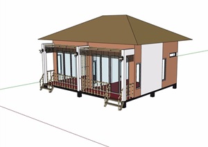 欧式风格单层办公建筑SU(草图大师)模型