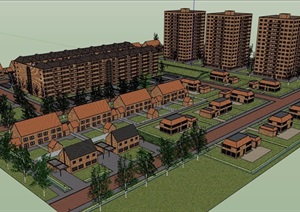 某小区住宅别墅及住宅楼设计SU(草图大师)模型