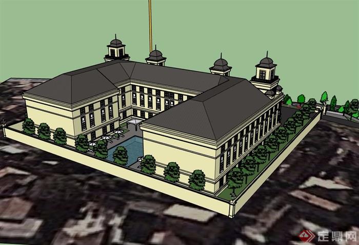 政府办公建筑楼设计su模型