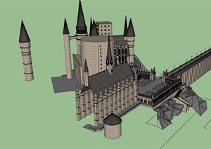 多层欧式风格城堡别墅设计SU(草图大师)模型