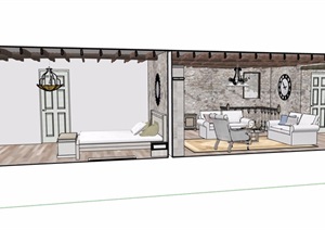 欧式住宅室内简单设计SU(草图大师)模型