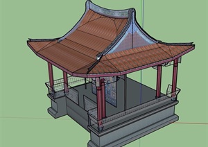 古典中式风格独特亭子设计SU(草图大师)模型