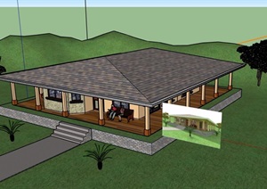 欧式单层住宅别墅素材设计SU(草图大师)模型