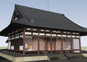 多层古典中式寺庙建筑SU(草图大师)模型