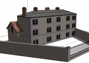 欧式风格详细完整的多层住宅楼设计SU(草图大师)模型