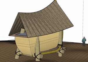 某现代独特造型厕所建筑SU(草图大师)模型