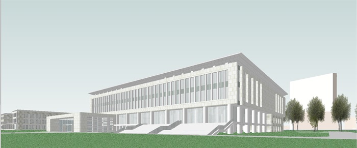 现代办公中心建筑规划方案ＳＵ模型　（附ＰＰＴ文本）(4)