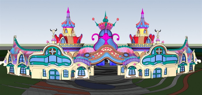 欧式城堡儿童游乐场ＳＵ模型(15)
