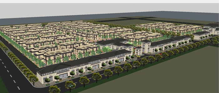 新古典风格高端别墅群小区设计方案SU模型(2)
