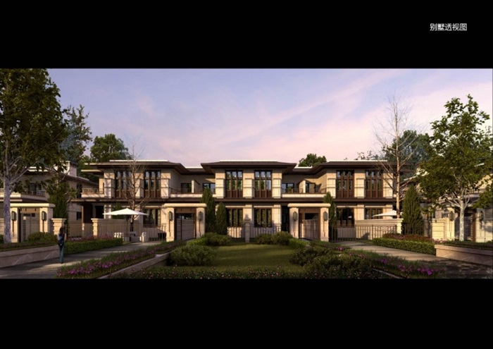 新古典风格高端别墅群小区设计方案SU模型(7)