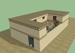 现代合院民居住宅建筑SU(草图大师)模型