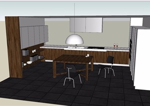 厨房室内空间设计SU(草图大师)模型