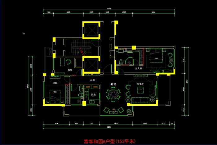 多套户型样板间室内装修CAD施工平面图(1)