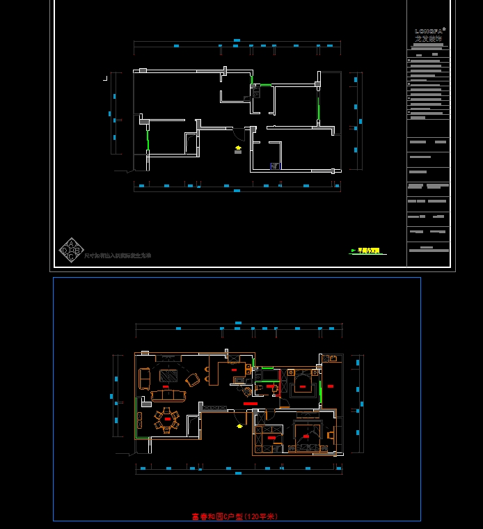 多套户型样板间室内装修CAD施工平面图(3)