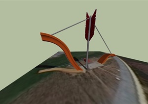 园林景观弓箭雕塑小品素材SU(草图大师)模型