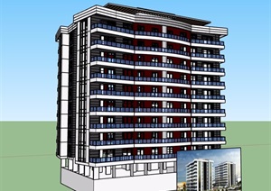 多层详细完整的住宅楼SU(草图大师)模型