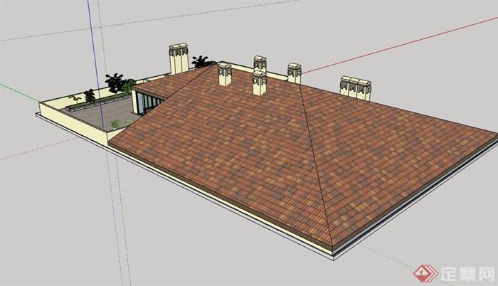 某欧式别墅屋顶设计su模型