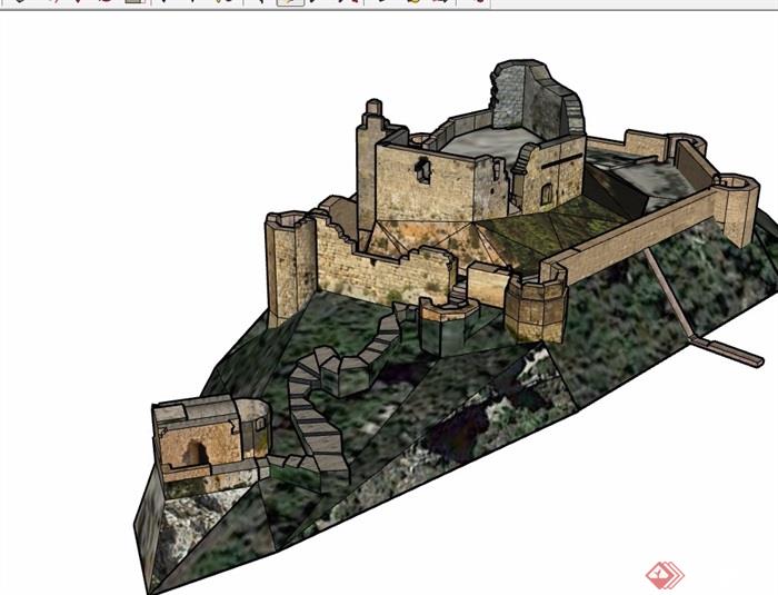 城堡遗迹建筑设计su模型