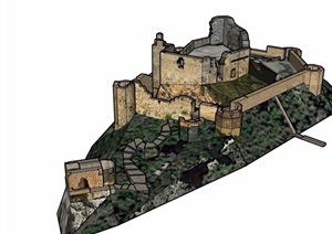 城堡遗迹建筑设计SU(草图大师)模型