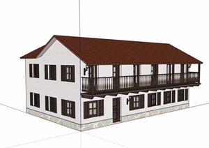 欧式两层民居建筑SU(草图大师)模型