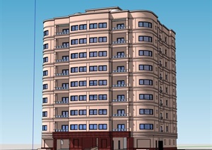 现代多层独特办公建筑楼SU(草图大师)模型