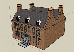 欧式风格多层民居建筑楼SU(草图大师)模型
