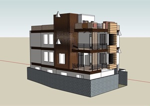 现代风格多层别墅建筑楼SU(草图大师)模型