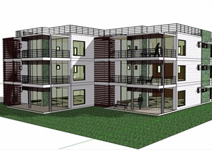 多层详细完整住宅楼SU(草图大师)模型