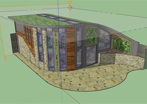 某现代单层小屋建筑设计SU(草图大师)模型