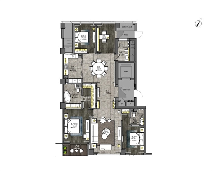 上海某高档住宅项目12#楼样板间概念&深化&软装设计方案文本(7)