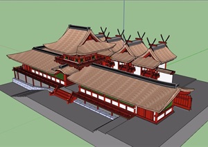日式风格旅游区详细建筑SU(草图大师)模型