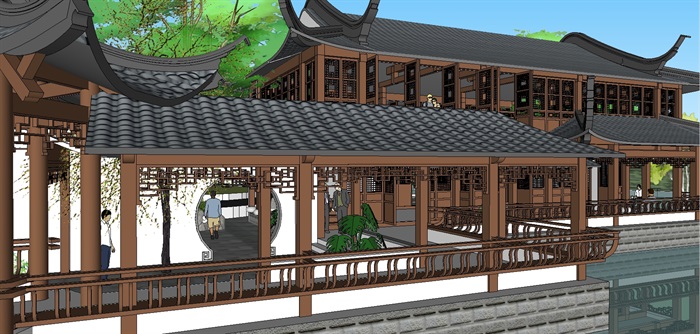 古典中式滨湖公园水榭方案SU模型(2)