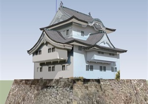 日式风格多层寺庙SU(草图大师)模型