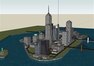 某滨水综合体城市设计SU(草图大师)模型