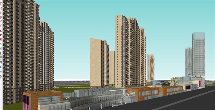 一个现代高层商住小区规划方案SU模型(2)
