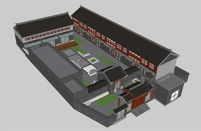 一个古典中式合院会所建筑方案ＳＵ模型(4)