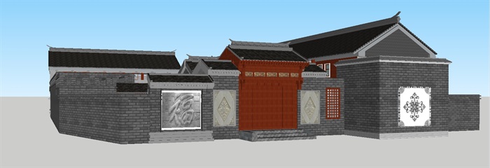 一个古典中式合院会所建筑方案ＳＵ模型(5)